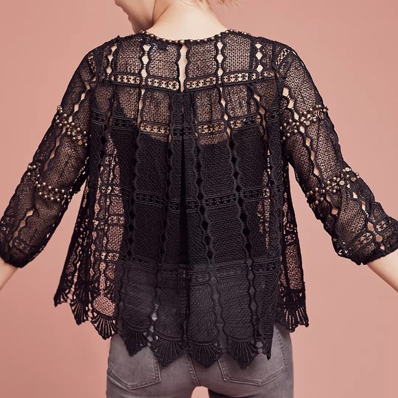 Maeve Black Auralis Lace Blouse Anthropologie - Picture 3 of 7